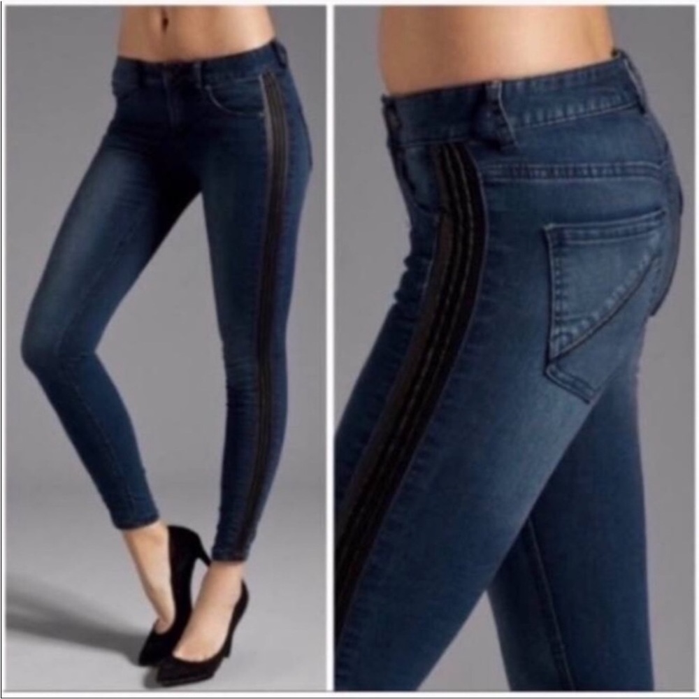Free People Black Tuxedo Faux Leather Skinny Jeans